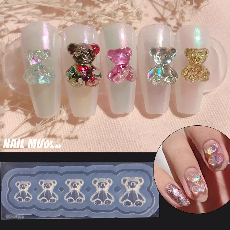 

1pcs Silicone Nail Carving Mold 3D Bear Butterfly Mould Stamping Plate Nails Stencils DIY UV Gel Japanese Style Manicure Tools