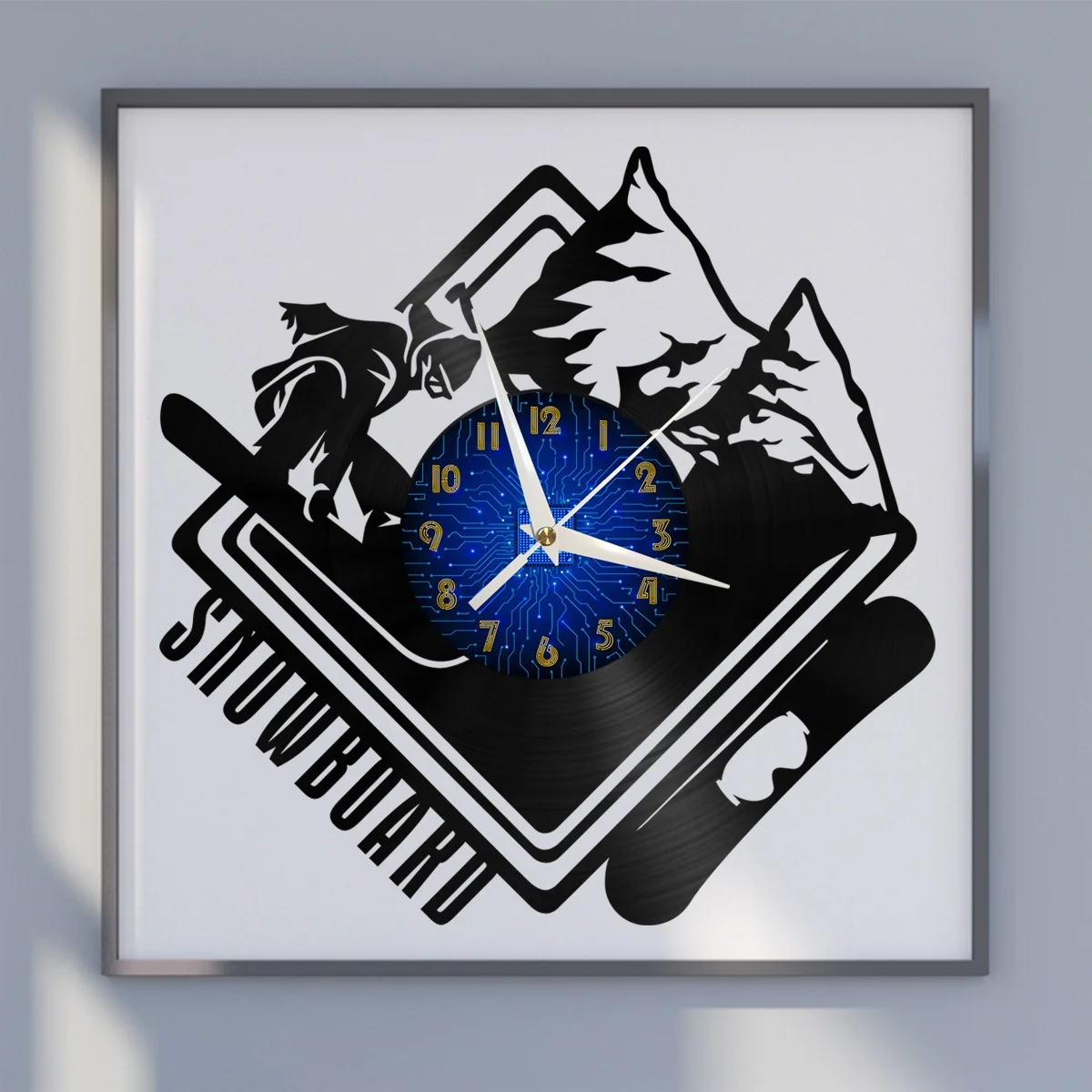 

Snowboard Vinyl Wall Clock, Vinyl Record Clock Wall Art Silent & Non-ticking