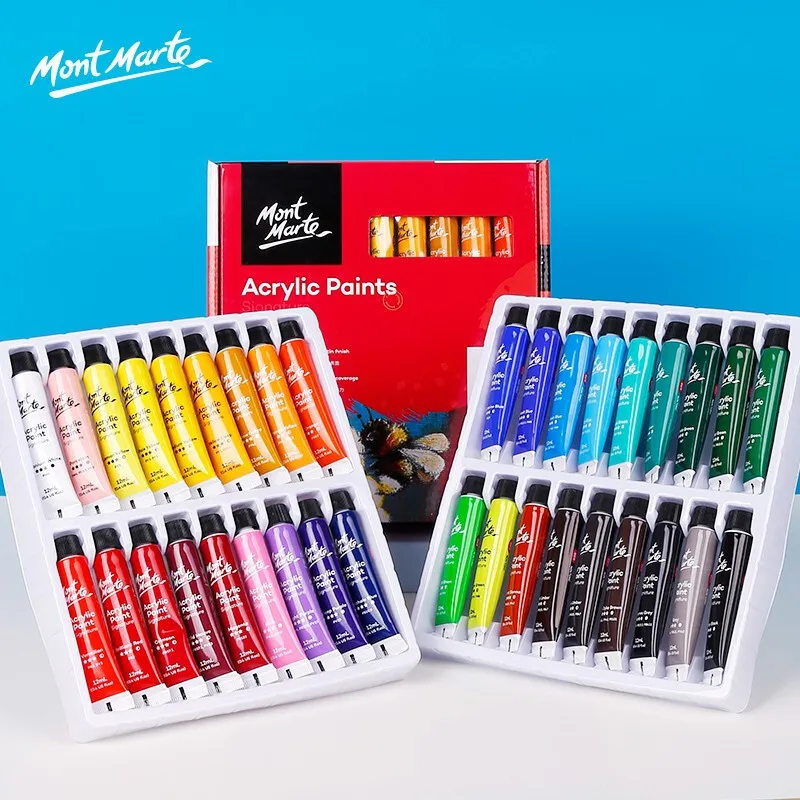 

Mont Marte Acrylic Paints Set 12/18/24/36 Colors 12ml Tubes Artist Drawing Painting Pigment Hand Painted Wall Paint DIY