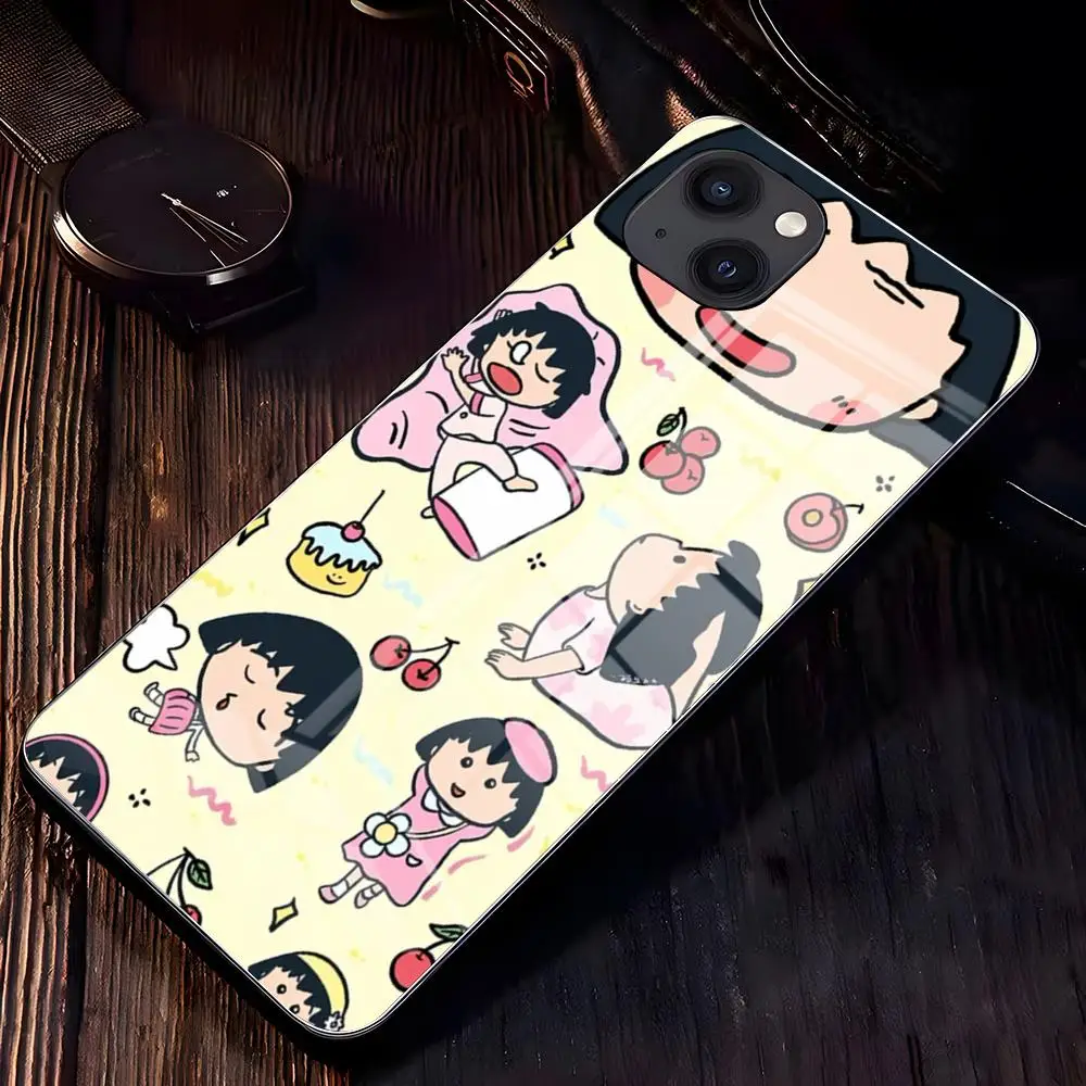 Чехол для телефона C-Chibi M-Maruko-chan для iPhone 17 Pro Max 16 15 14 Pro Max 13 11 X Xs Xr 8 7Plus, стеклянная крышка (art.: 3920dbbc58efe) - 3920dbbc58efe