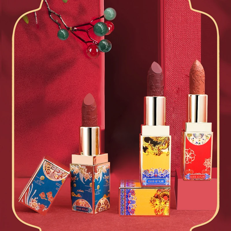 

Набор помады в традиционном китайском стиле, НАБОР РЕЗНОЙ помады, Подарочная коробка на день рождения, элегантная Косметика для макияжа губ TSLM1