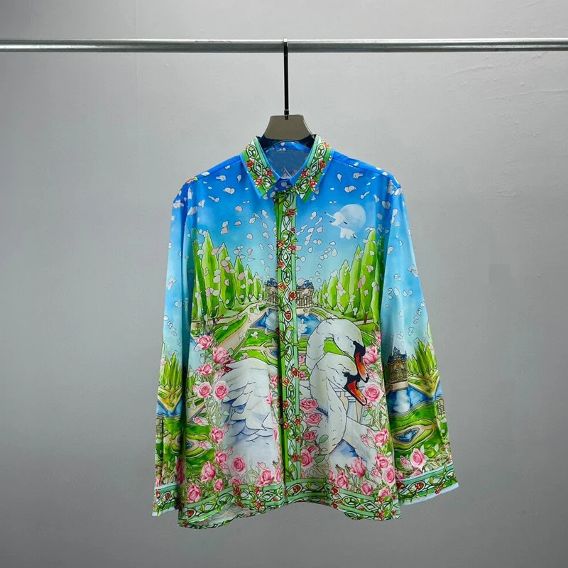 

Гавайские рубашки с длинным рукавом для отдыха, Мужская одежда, футболка, мужские весенние Рубашки с принтом в стиле Харадзюку, пляжные топы, рубашка, Мужская одежда, 2023