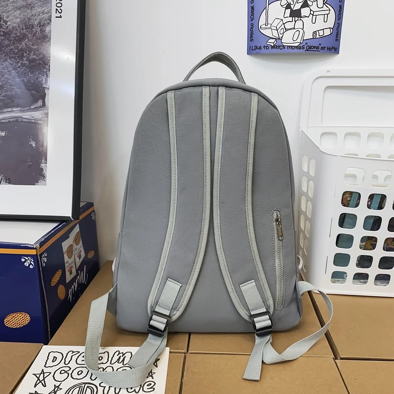 EST Solid Colour Unisex School Backpack Girls Teenager Shoulders Waterproof Nylon Women Casual Men Mochila Student Book Bagpack