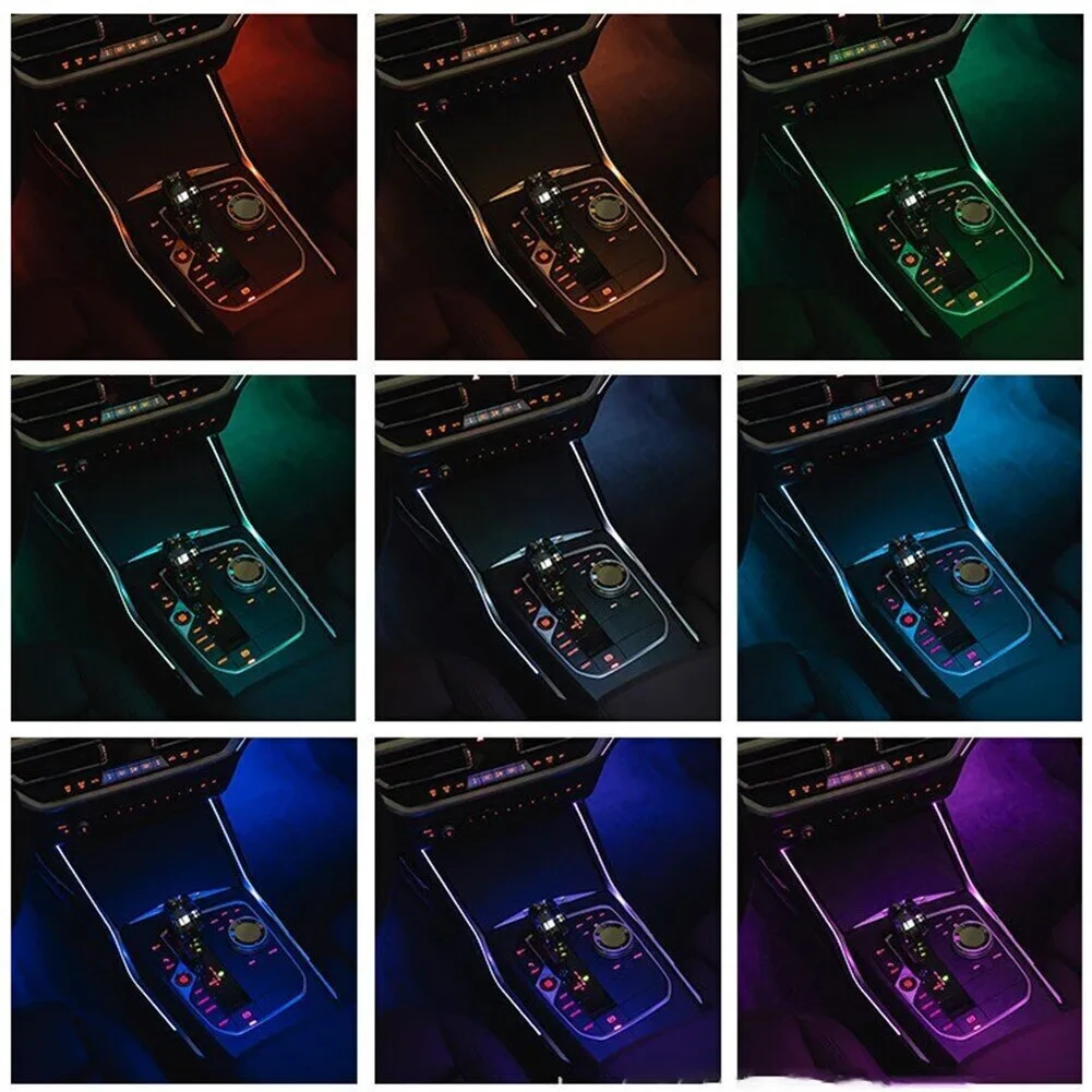 Для центральной консоли BMW 4-й серии. Светодиодные ленты. Обтекаемая установка с