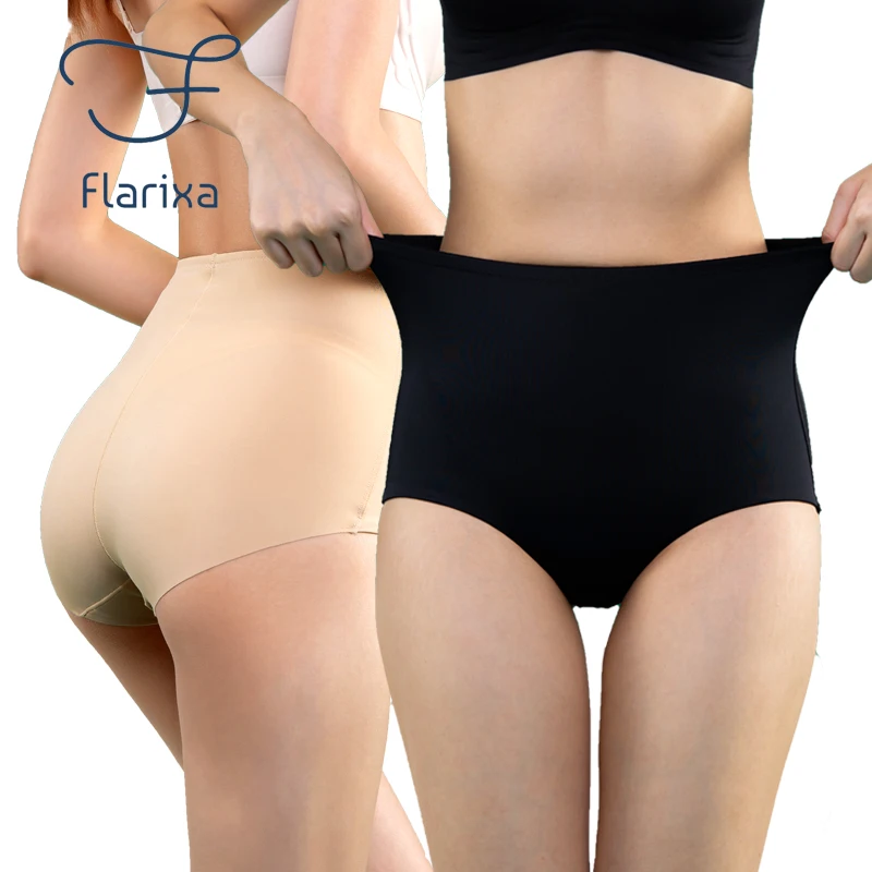 

Flarixa Ice Silk High Waist Flat Belly Panties Seamless Slimming Hip Lift Women Briefs Underwear Body Shaping Pants Shapewear