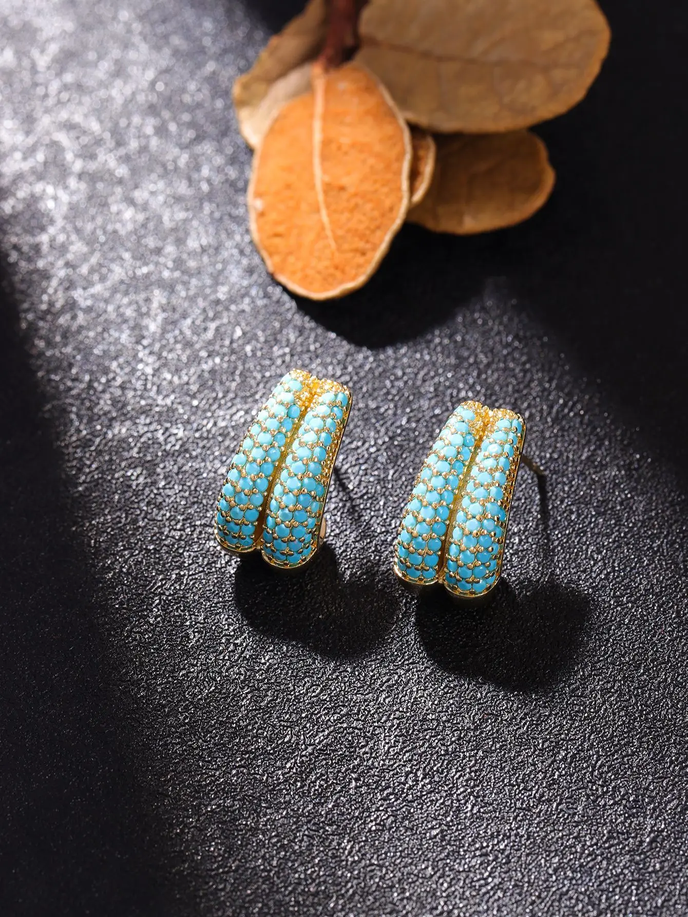 Женские двойные серьги-капельки из австрийского хрусталя