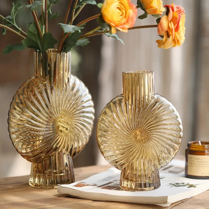 

Vintage Glass Jar Shaped Vase Hydroponic Striped French Glass Vase Art Creative Home Decoration Ornaments