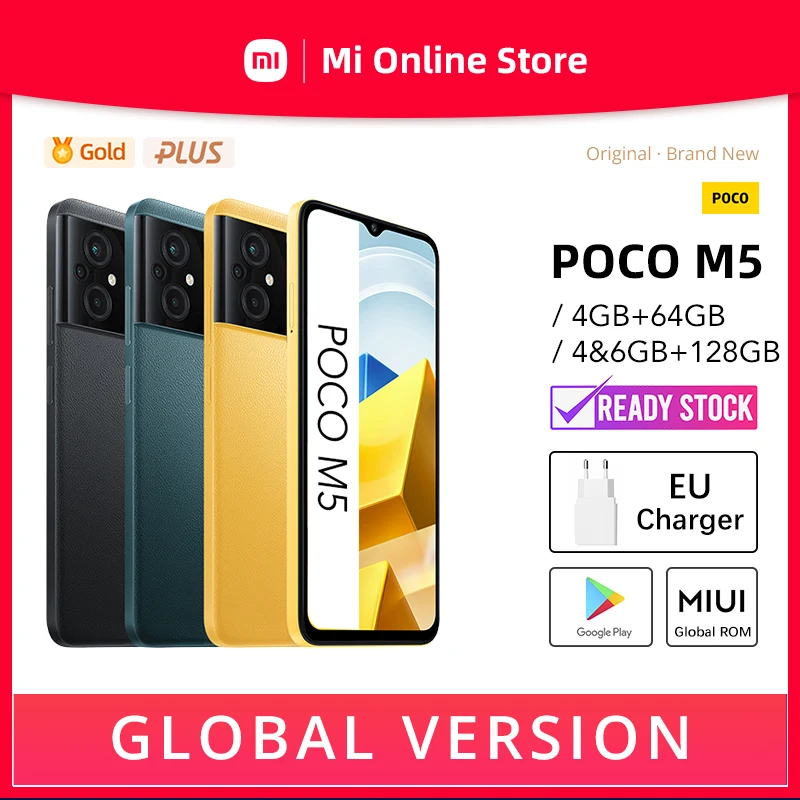 

Global Version Poco M5 4GB 64GB 6GB 128GB Cellphone | 90Hz Display | 5000mAh Battery | Original Brand New | EU Charger | NFC