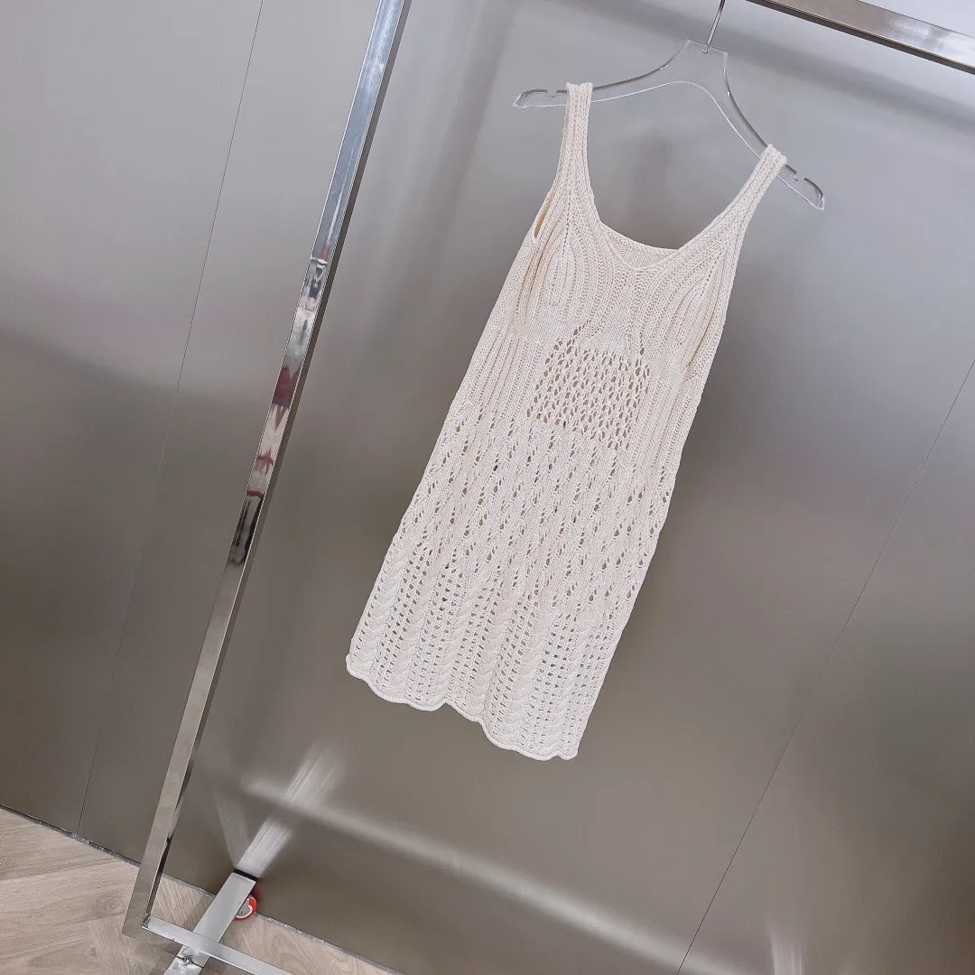 

Female Clothing Woman Clothes Women's Dress Casual Party Elegant Dresses Prom Dresses Summer 2022 Knitted Hollow Out Tank Dress