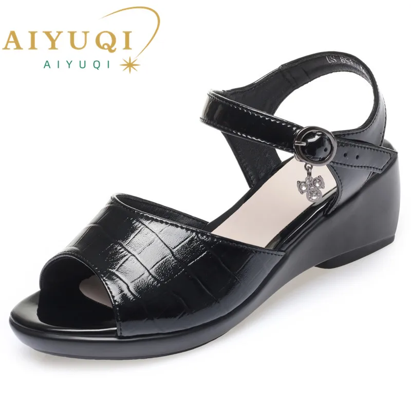 

AIYUQI Women Sandals Summer 2023 New Genuine Leather Sandals Ladies Non-slip Large Size 40-43 Wedge Mother Sandals