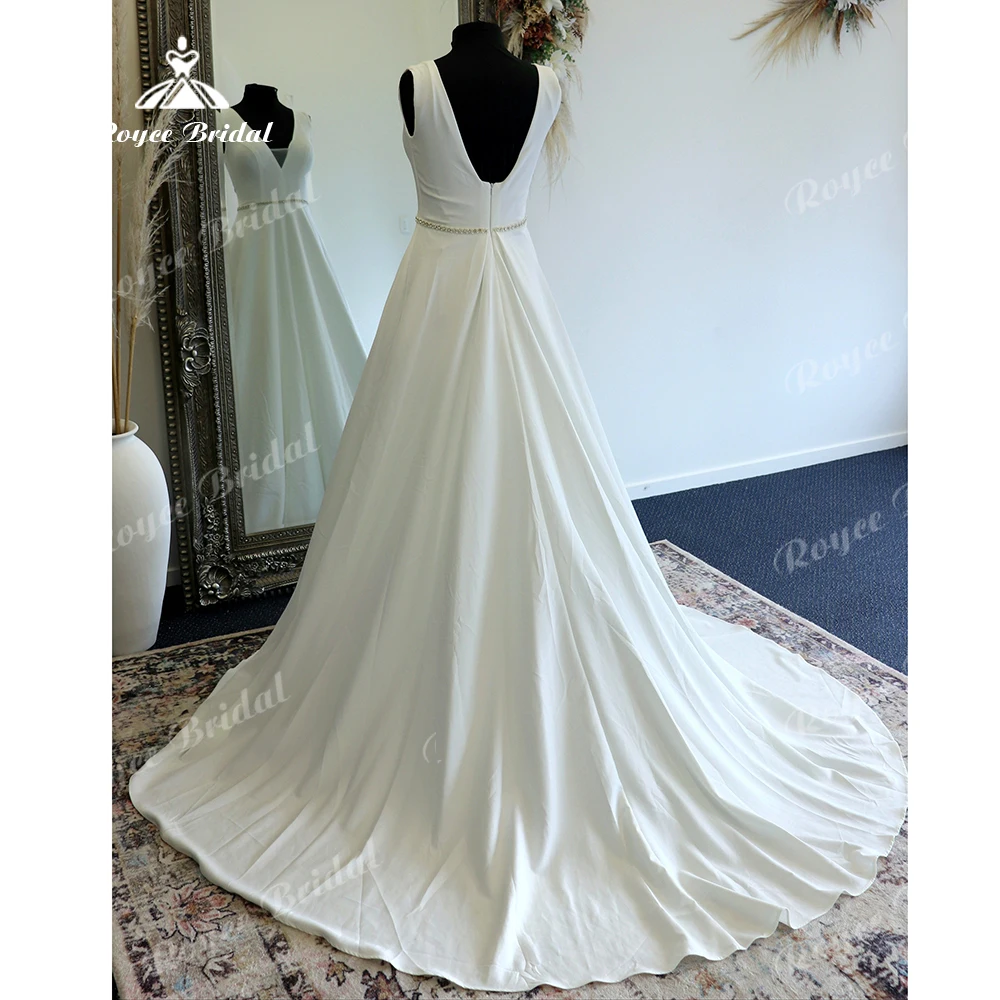 Роскошное Свадебное платье Roycebridal в стиле бохо из крепа с V-образным вырезом для