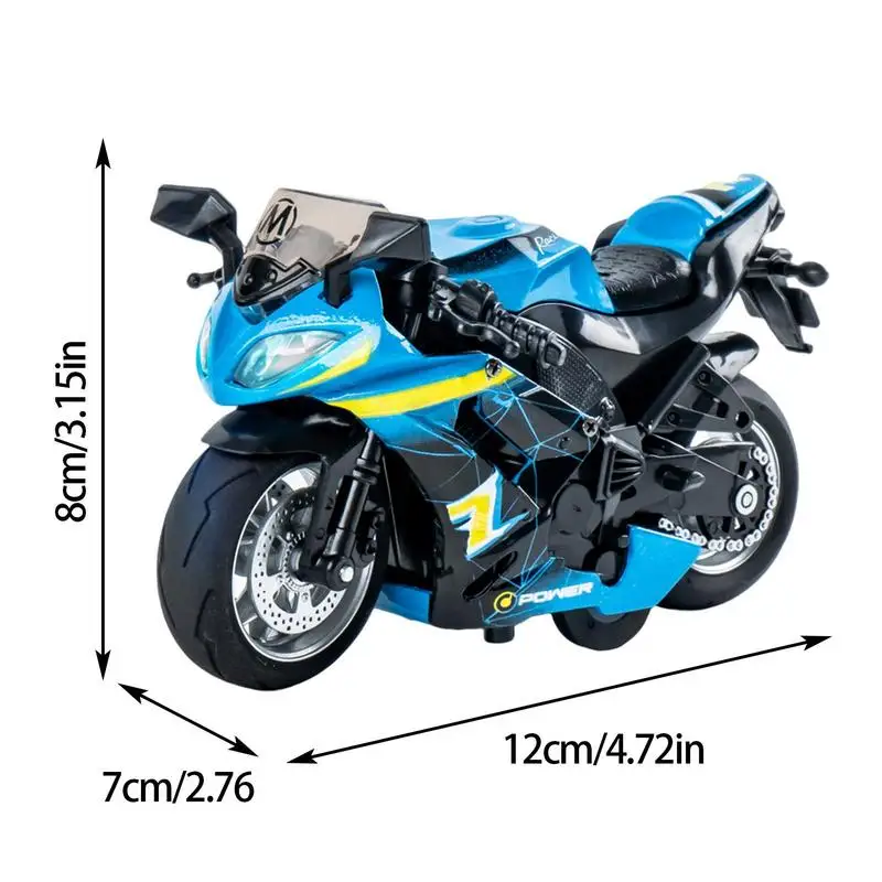 Diecast Motorcycles Simulation Motorcycle Model Pull Back Racing Dirt Bike Toys Alloy Motorbike Best Birthday Gift For Kids images - 6