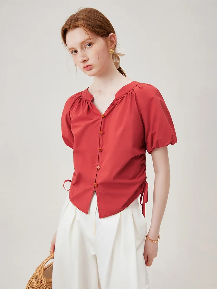 Женский Тонкий Топ с коротким рукавом V-образным вырезом