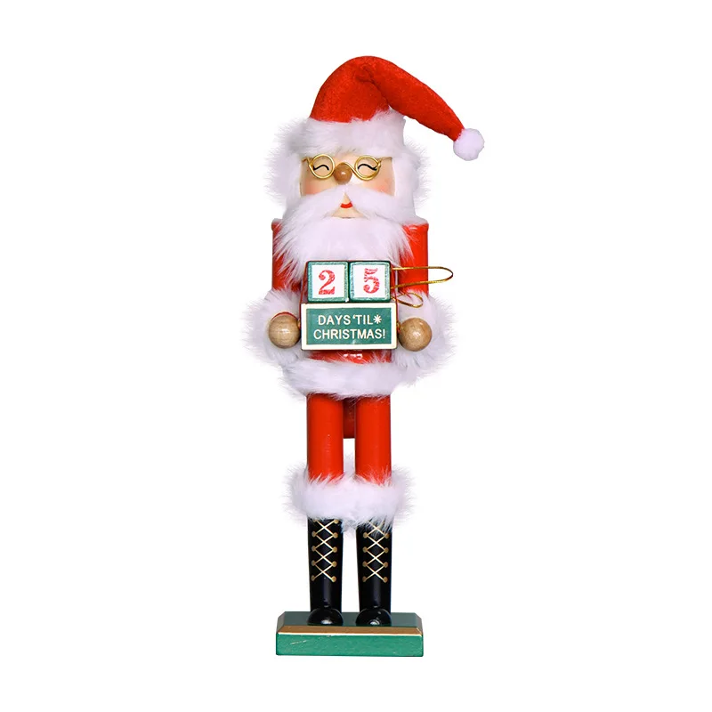 

M17D Santa Nutcracker Wooden Christmas Ornament 15-in Wood Figurine Countdown Calendar Nutcrackers Collection Decorations