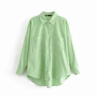 davedi england high street vintage oversize big pockets corduroy blouse women blusas mujer de moda 2022 long shirt womens tops