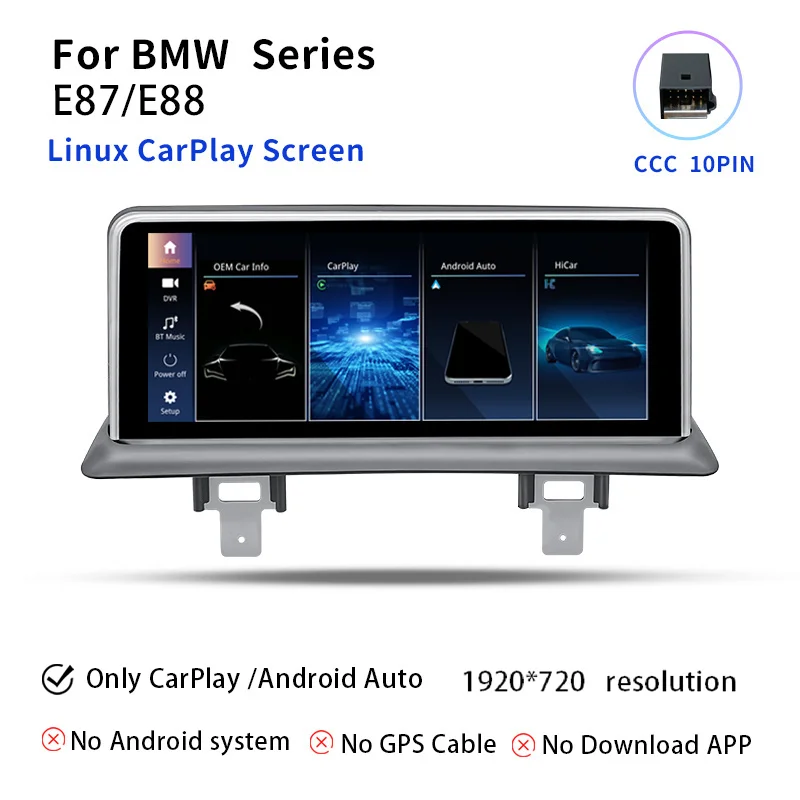 

Carplay Android 14 Автомобильный мультимедиа для BMW 1 серии 120i E81 E82 E87 E88 CCC CIC Радиоэкран Головное устройство Стерео Navi Audio