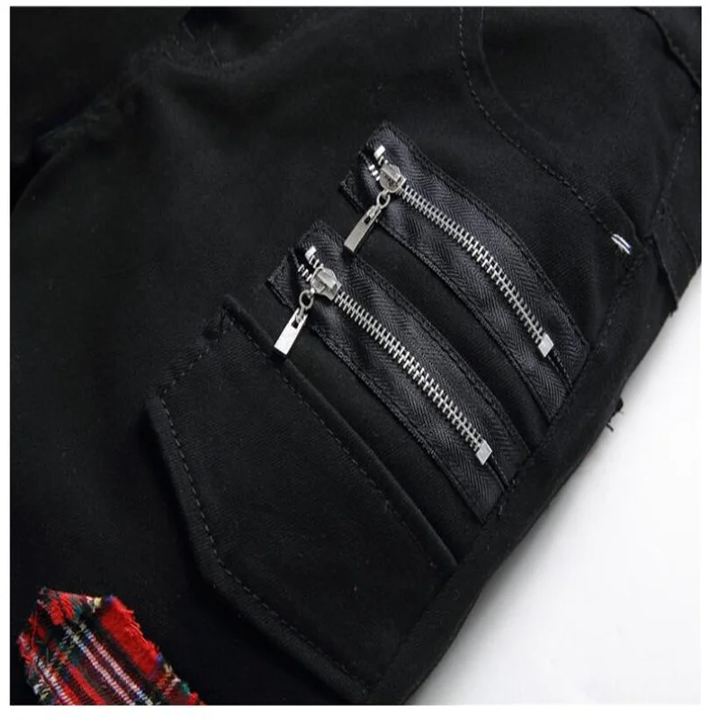 New jeans men's denim pants korean style stitching color-blocking micro-elastic rivets straight trousers pantalones hombre