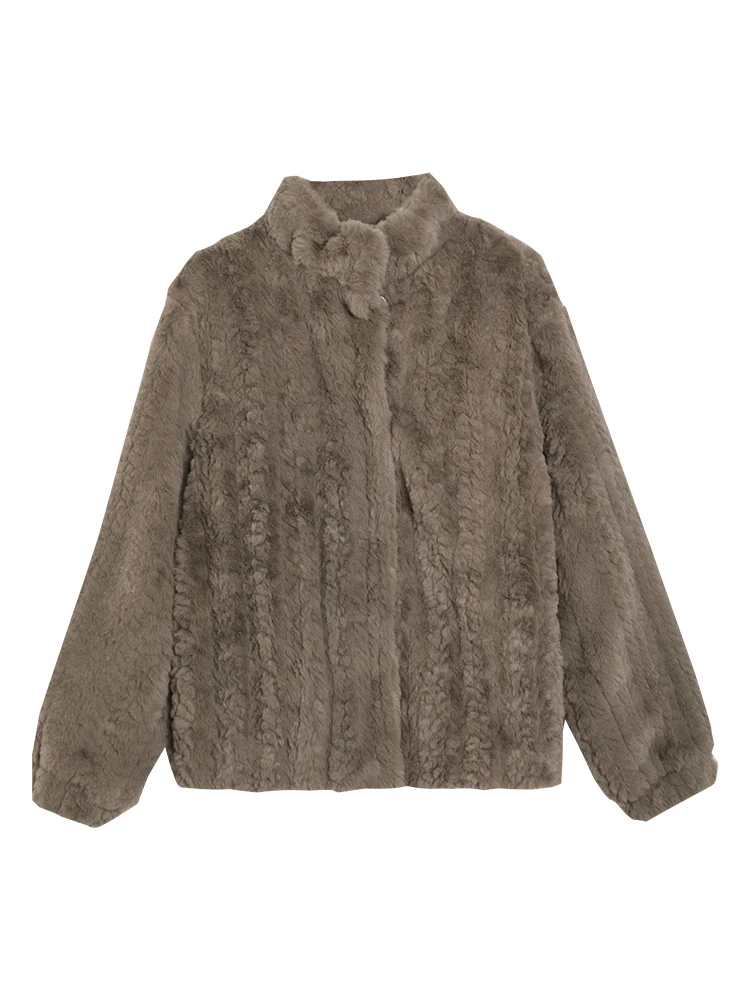 Stand-up Collar  Fur Jacket Thick Korean Warm Long Sleeve Faux Fur Coat  Winter Clothes Women 2022 Fashion Coats  Fluffy Jacket