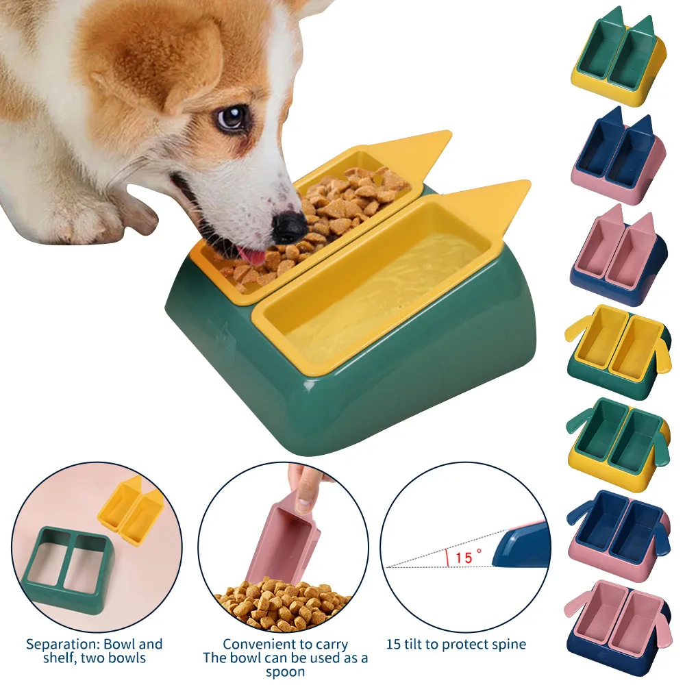 

Dog Bowl Non-Slip Cat Bowl 15°Neck Protector Pet Food Water Bowl With Stand Pet Feeding Anti-overturning Cup Pet Feeder Supplies