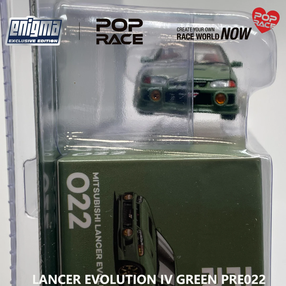 Фото Блистерная упаковка Pop Race PRE022 1:64 Lancer Evolution IV Green Enigma Эксклюзивная коллекционная модель автомобиля из сплава JDM Седан №4