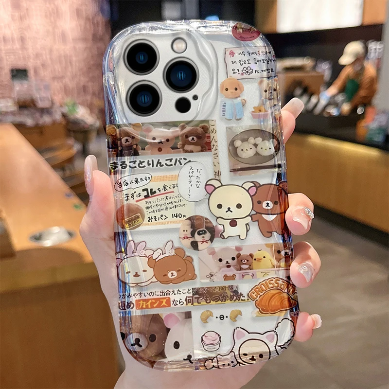 Фото Мягкий чехол-коллаж R-Rilakkuma K-Korilakkuma с разнообразными элементами для iPhone 17, 16, 15, 14, 13, 12 Mini, 11 Pro Max, 8, 7 Plus №5