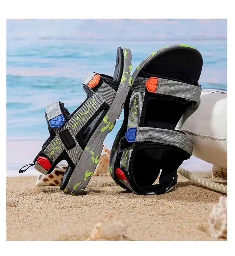 

Children's Summer Mesh One Word Sports Casual Sandals Boys Soft Bottom Non Slip Breathable Fashionable Outdoor Beach Sandals