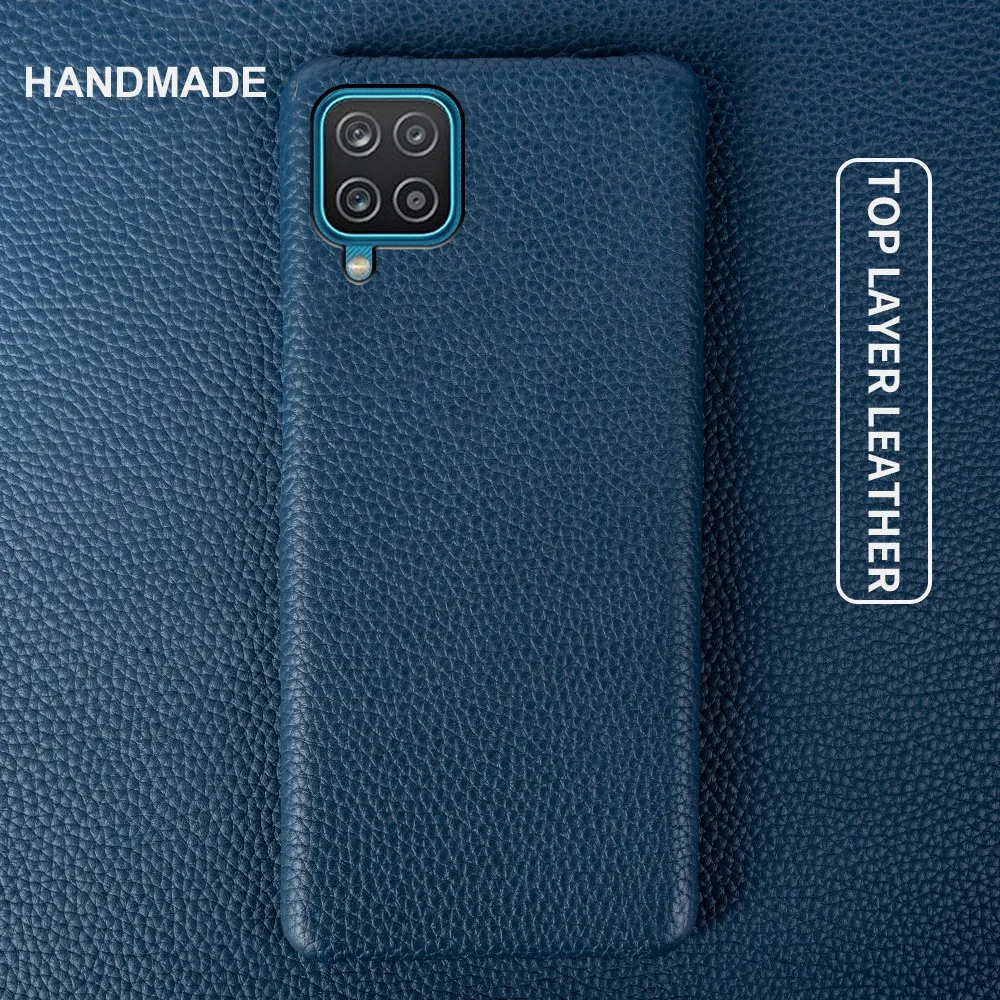 

For Funda Samsung A12 Case Real Genuine Leather Phone Cases for Galaxy Note20 Ultra S21 FE S21Ultra A33 A50 A70 Cover Coque capa