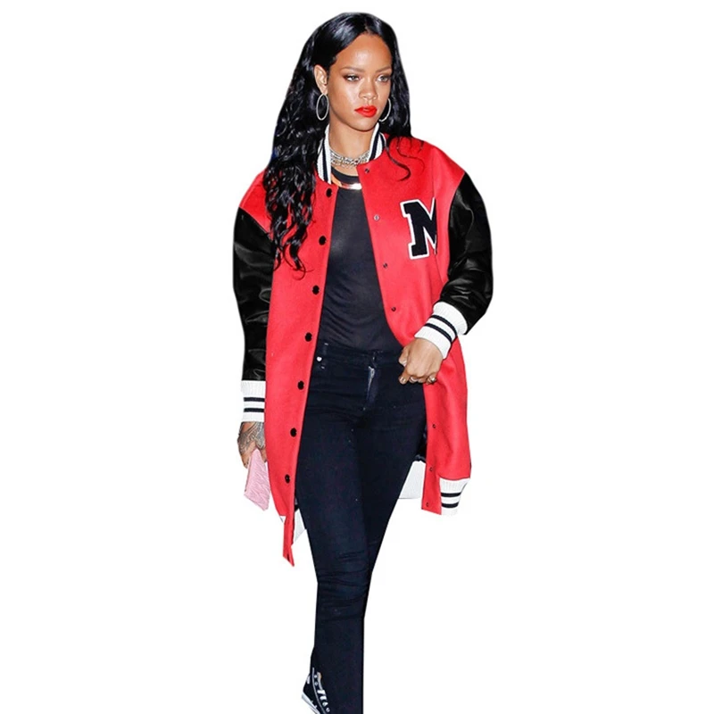 

STYLISH LADY Letter Printed Long Jacket 2022 Spring Autumn Long Sleeve Button Up Baseball Hip Hop Street Sporty Jacket Outwear