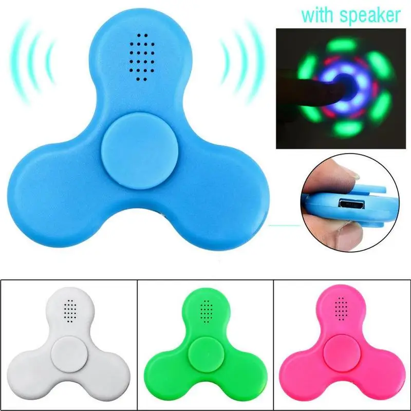 

LED Bluetooth Speaker Fidget Spinner EDC ABS Bearing Bluetooth Connect Make a Music For Autism ADHD Anxiety Stress