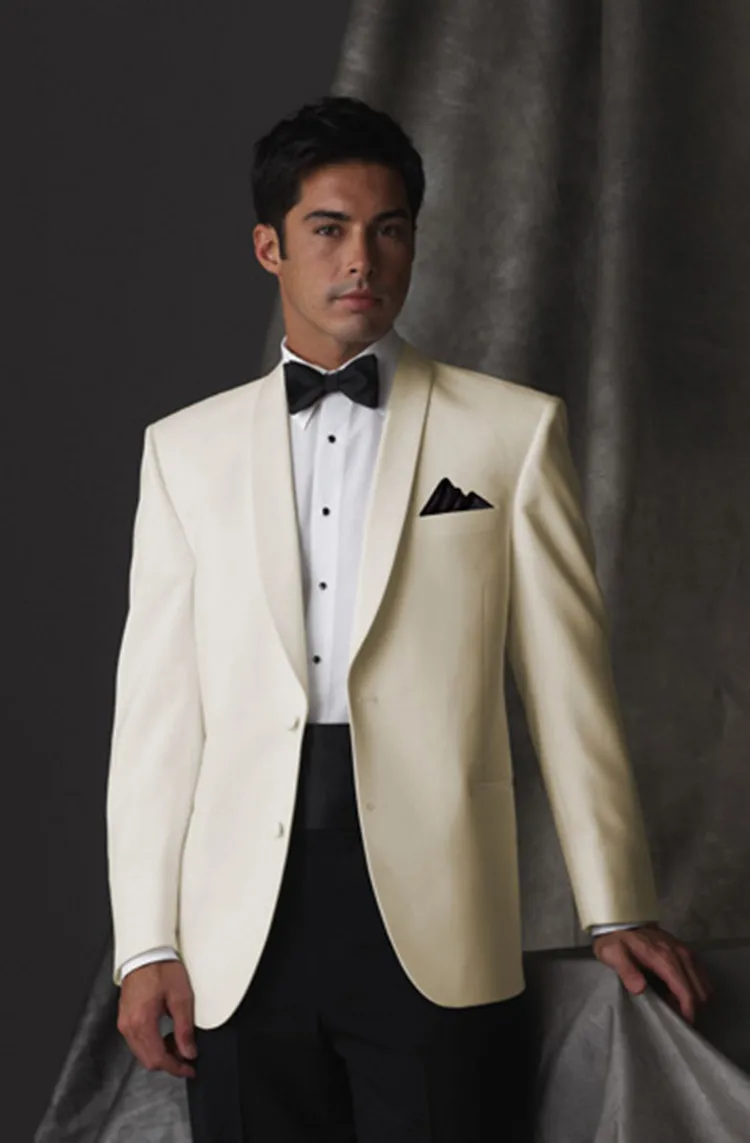 

Bespoke Suits Men Bridegroom Wool Groom Wear Ivory Custom Made Tuxedo 2022 Free Shipping