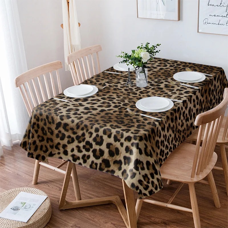 

Leopard Print Table Cloth Waterproof Dining Tablecloth for Table Kitchen Decorative Coffee Cuisine Party Table Cover