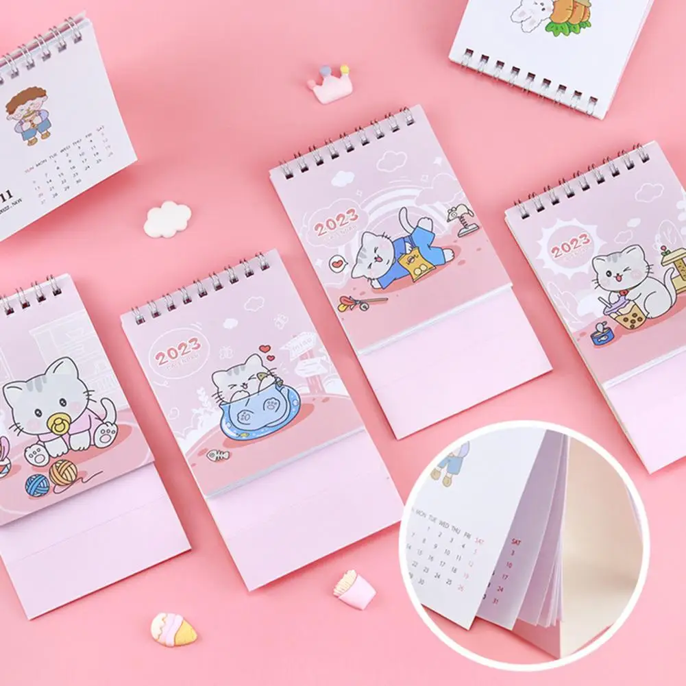 

Durable Office Calendar Miniature 2023 Desk Calendar Cute 2023 Cartoon Calendar Table Decoration Date Recording