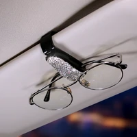 rhinestone auto sun visor glasses fastener clip holder for sunglasses eyeglasses ticket universal multi function car interior