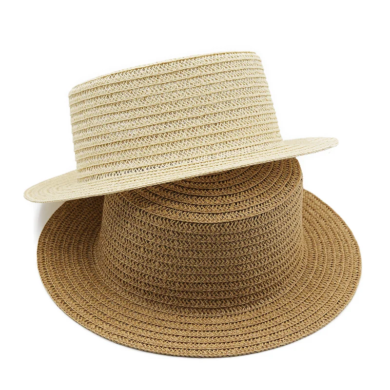 Simple DIY Summer Straw Sun Hat For Women Flat Wide Brim Beach Hats UV Protection Girl sun hat Lady Panama