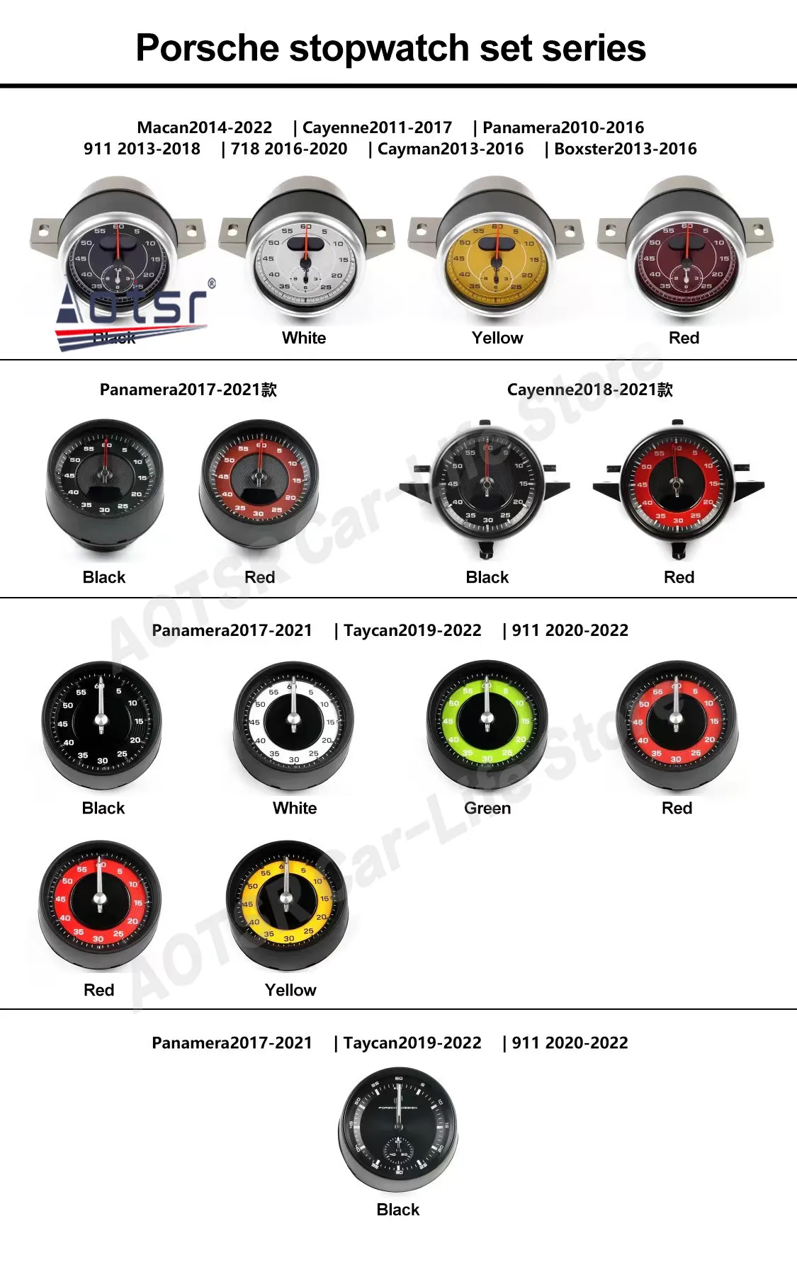 Автомобильный секундомер для Porsche Panamera 970 2010-2016 Cayenne 9Y0 718 2010-2017 Taycan 911 992 Macan 95B