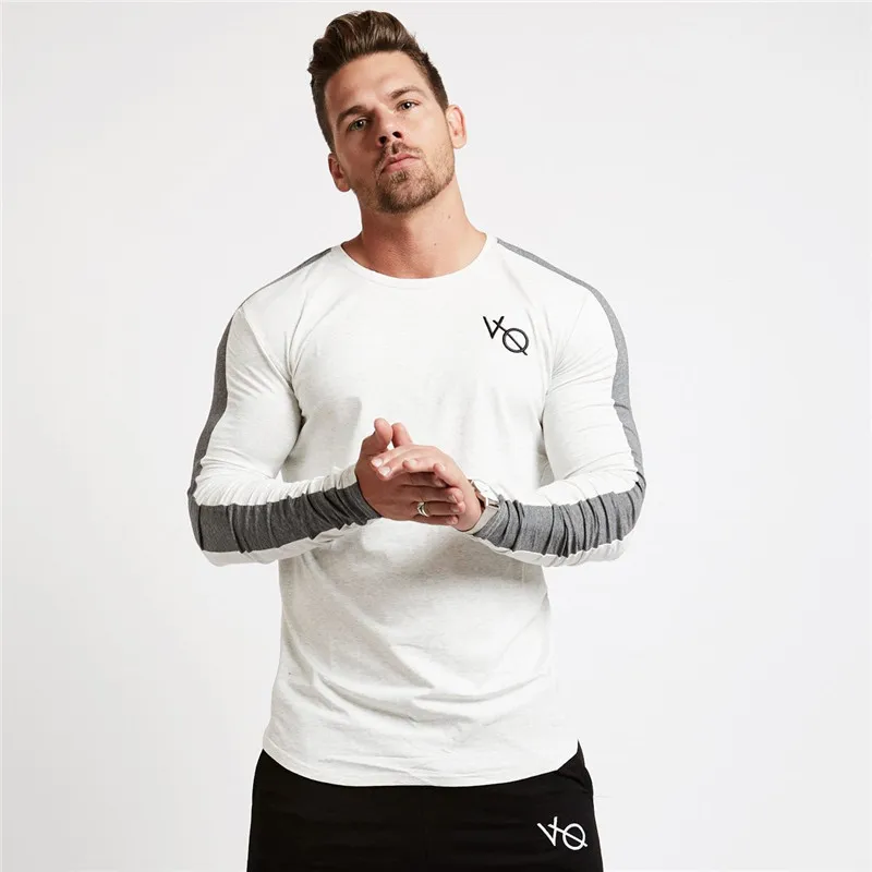 

Spring Autumn New Mens Long Sleeve T-shirt Jogger Gym Sports Fitness Running Training Crew Neck Bottoming Shirt Fitness Clothing