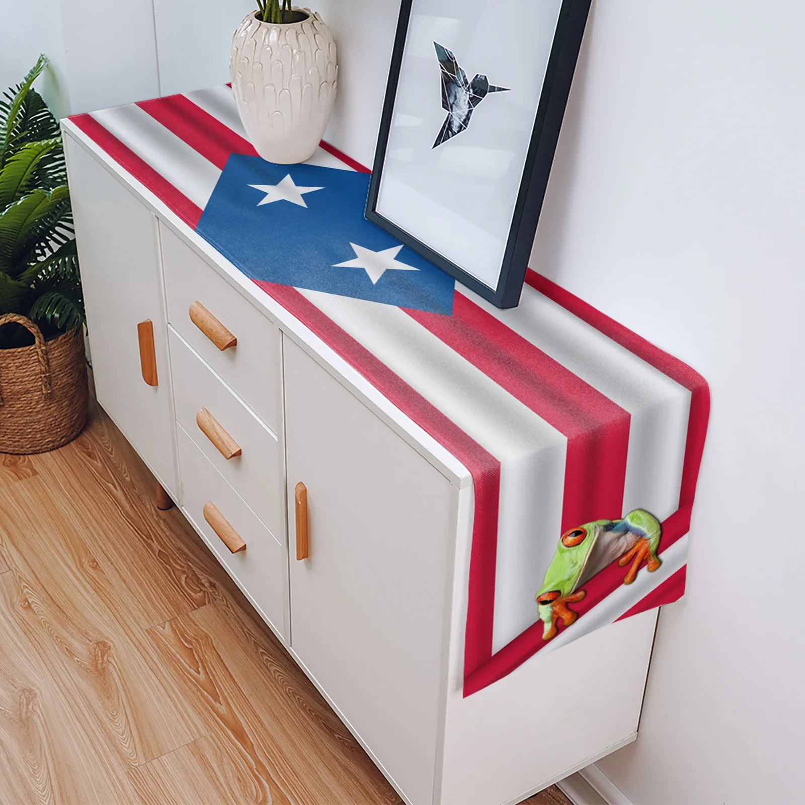 Флаг Пуэрто-Рико дерево лягушка баннер Настольная дорожка украшение для дома