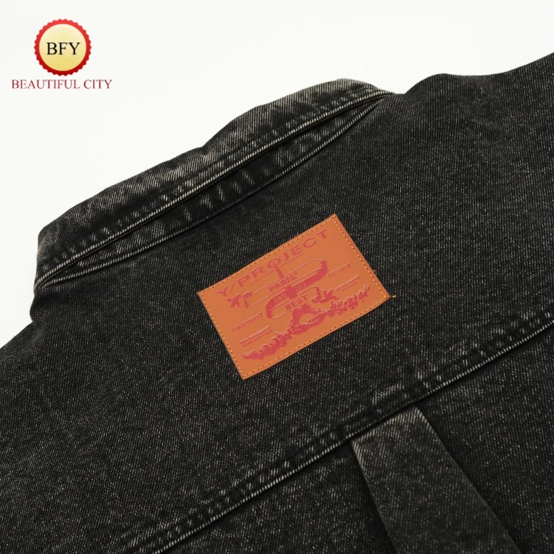 Тяжеловесная Мужская и Женская ковбойская куртка 24SS с вышивкой сломанными