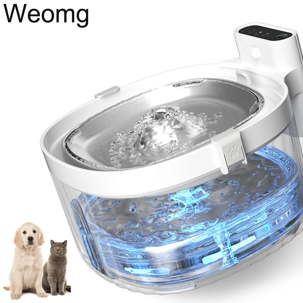 

2L With Sensor Smart LED Light Automatic Pet Cat Water Fountain Water Shortage Protection Cat Water Dispenser Dog Water Drinker