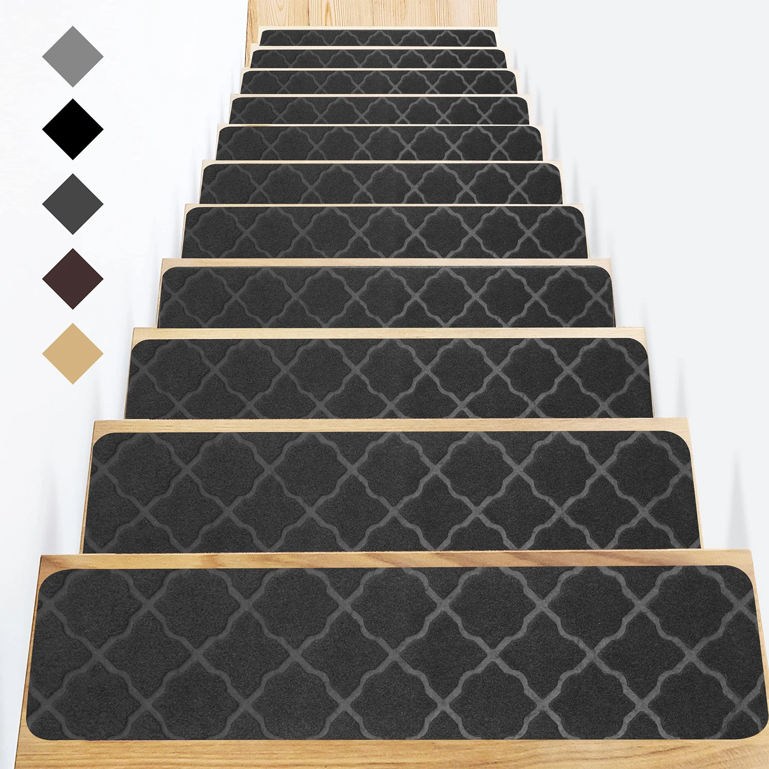 

10pcs Stair Treads Carpets Self Adhesive Stepping Mat Set Safety Carpet Stairs Runner Indoor Non-Slip Stair Mats for Kids Elder
