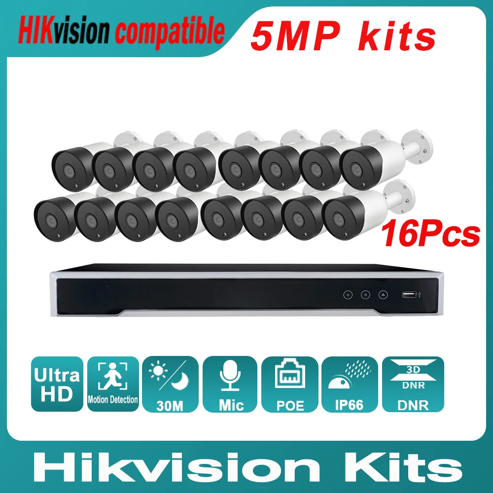 Hikvision совместимые комплекты рандомный/16P 16POE сетевой видеорегистратор 5 Мп