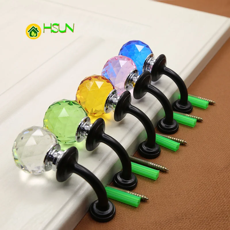 2 pcs Ball crystal clothes hook single hook zinc alloy creative antique gold toilet cloakroom hook