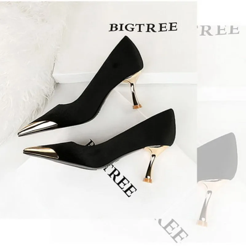 Женские туфли-лодочки на высоком каблуке женские бархатные туфли среднем с