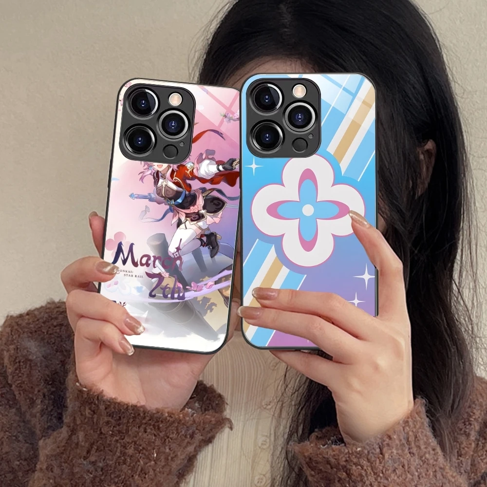 Чехол для мобильного телефона Honkai Star Rail March iPhone 16 15 14 13 12 11 X XR XS 8 Pro Max Plus стеклянный