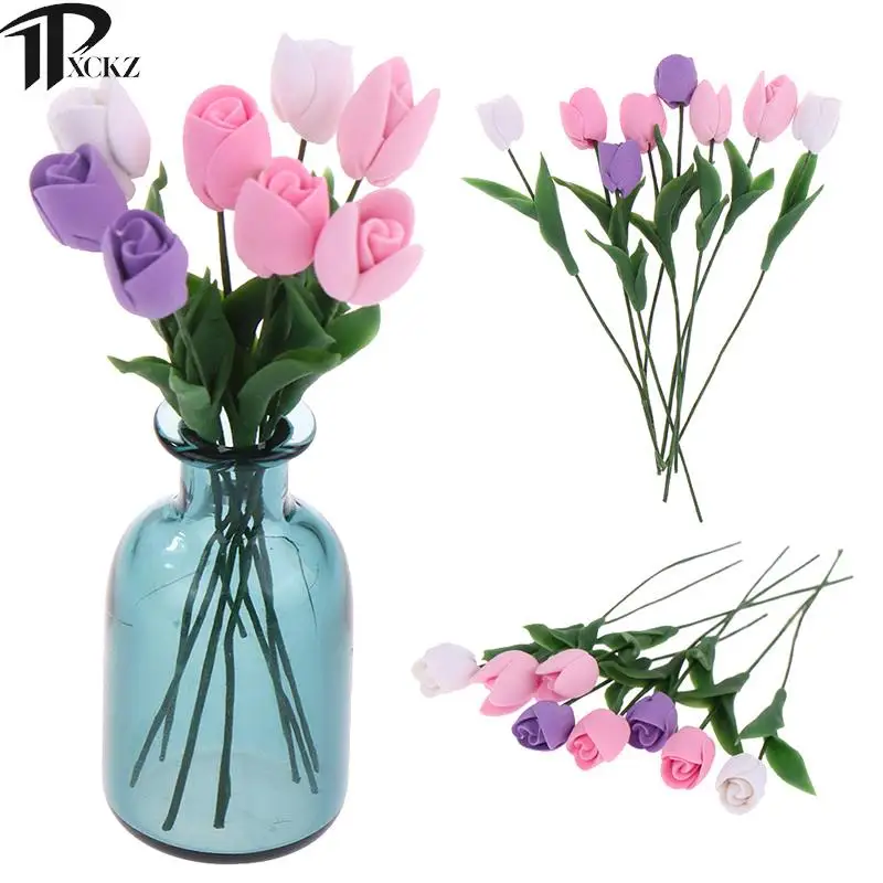 

5 шт., Декоративный букет тюльпанов для кукольного домика