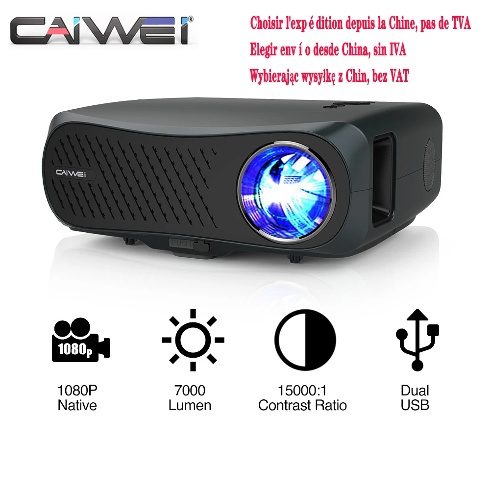 

Проектор CAIWEI A12AB для домашнего кинотеатра, 7200 люмен, беспроводной, Airplay, 10000:1, контрастное соотношение, домашний кинотеатр, проектор черного ц...