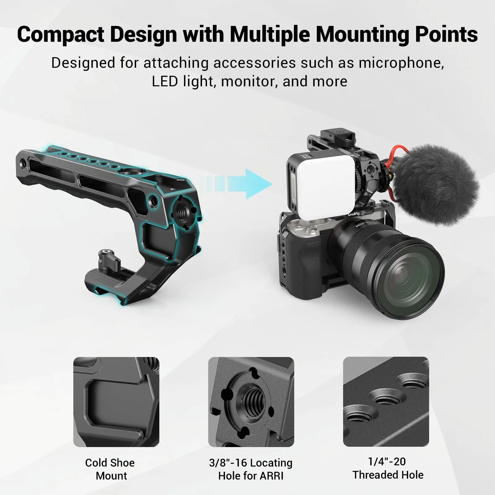 Верхняя ручка SmallRig NATO для камеры Sony Canon Nikon с холодным башмаком микрофона