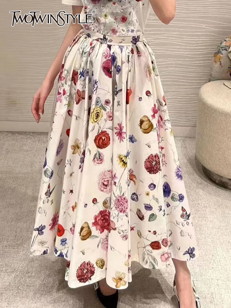 

Женская Повседневная юбка TWOTWINSTYLE, разноцветная Свободная юбка с высокой талией, 2023