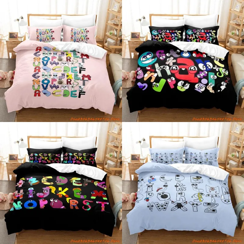 

Alphabet Lore Print Polyester Bedding Sets Child Kids Covers Boys Bed Linen Set for Teens king size bedding set