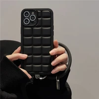 the new fashion square black with bracelet phone case for iphone 13 12 11 pro xs max x xr solid color anti drop shockproof cover